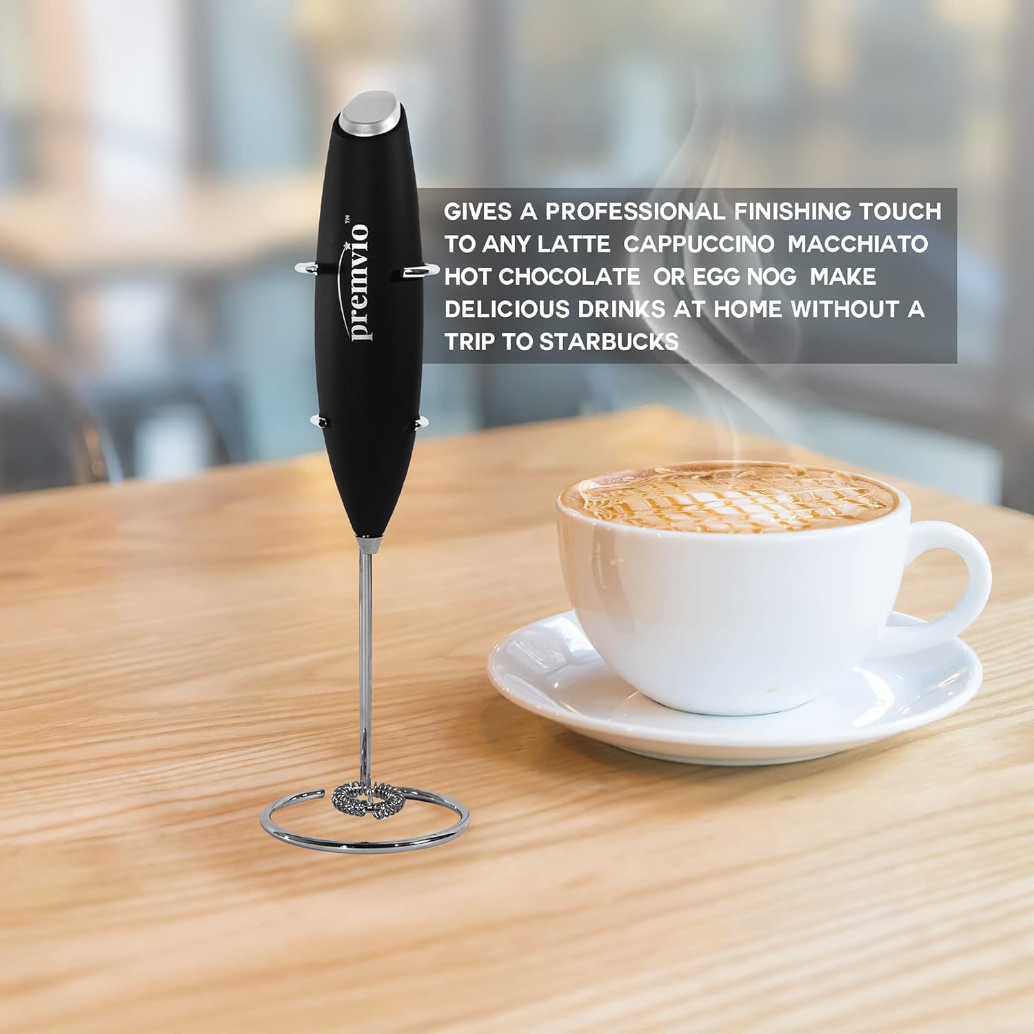 Premvio Battery Operated Milk Frother (With Stand)